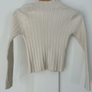 Cream Ribbed Knit Sweater